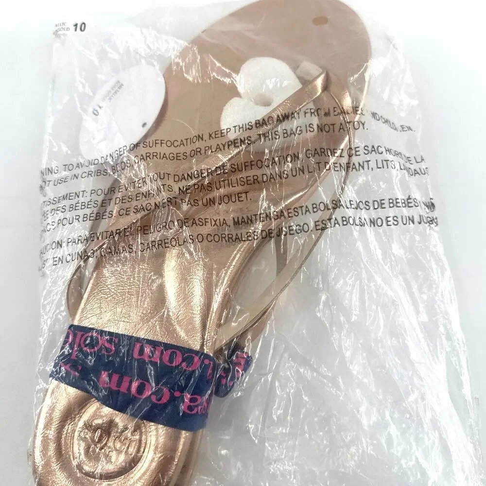 Solei Sea Women's Metallic Gold Copa Flip Flop Sandals Size 10